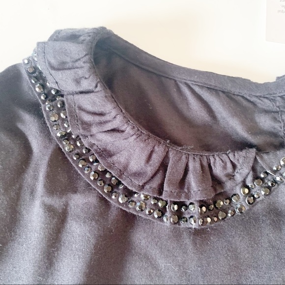 C de C New Viscose Black Beaded Peter Pan Collar Top NWT - Picture 2 of 15